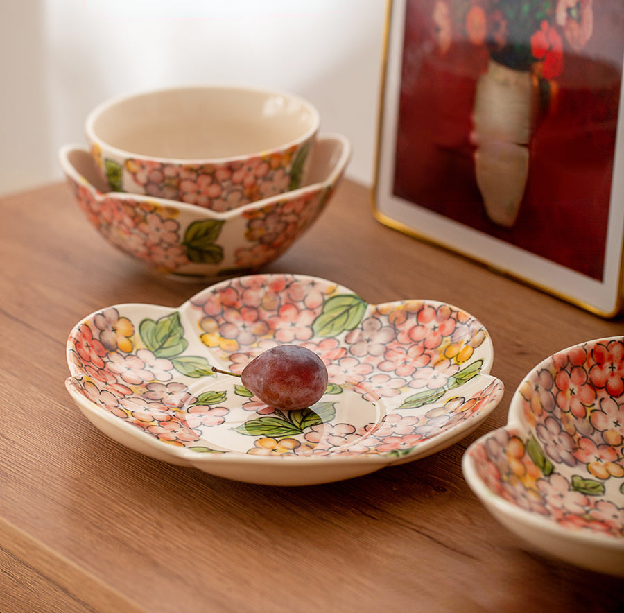 Beautiful Floral Ceramic Bowls Petal Plates - PeauleyHome