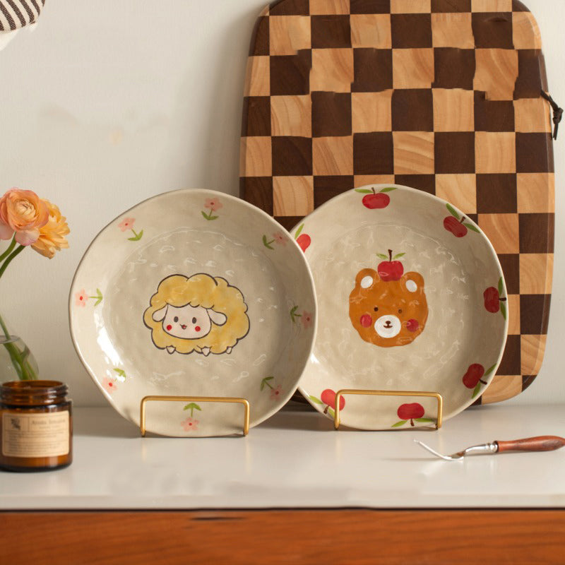 Cute Animal-themed Ceramic Underglazed Breakfast Plates