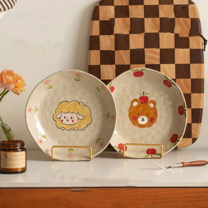 Cute Animal-themed Ceramic Underglazed Breakfast Plates