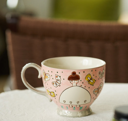 Hand-painted Lovely Cartoon Ceramic Coffee Mugs Tea Cups - PeauleyHome