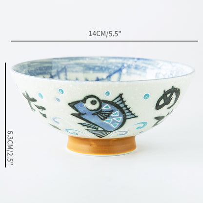 Japan Made Prosperity Animals Ceramic Rice Bowls