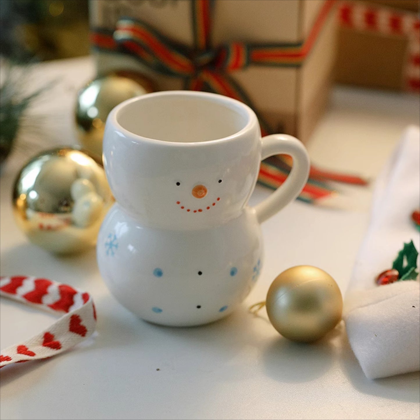 Christmas Gift Adorable Snowman Ceramic Mug