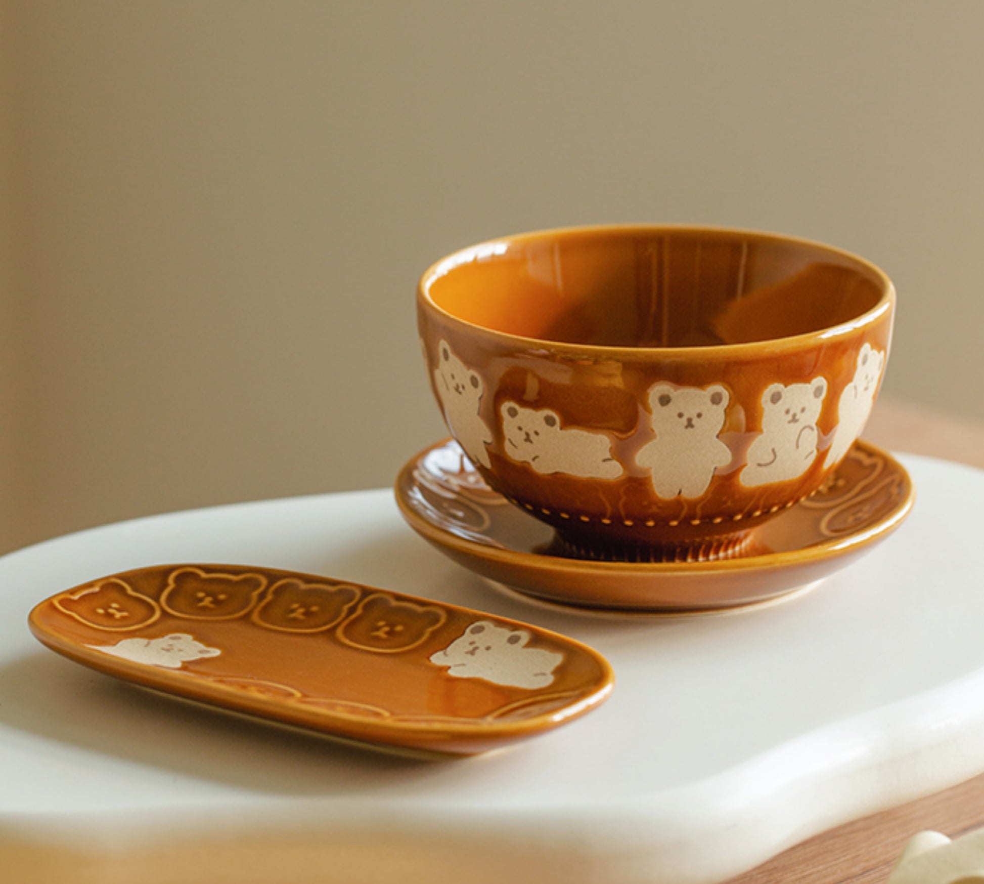 Adorable Bears Ceramic Bowls Plates Set - PeauleyHome