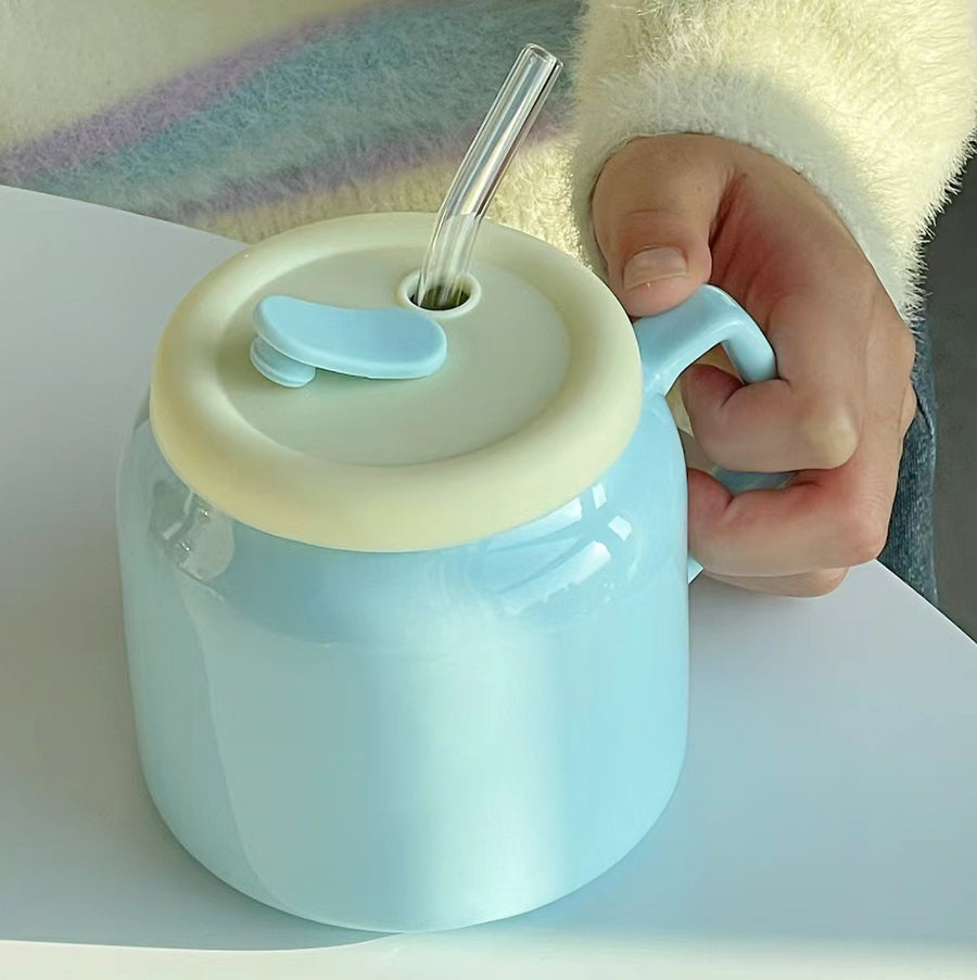 Ceramic Water Cup with Straw - PeauleyHome