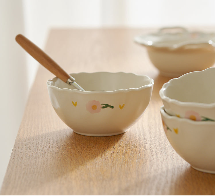 Nordic Style Floral Ceramic Plates Bowls - PeauleyHome