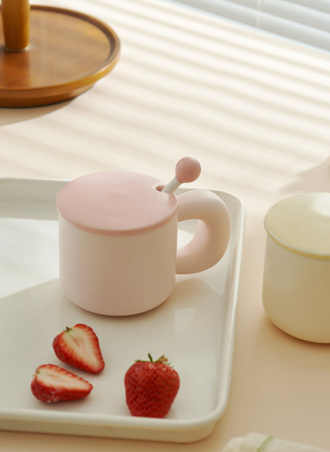 Cute Ceramic Mug with Lids and Spoon for Girls - PeauleyHome