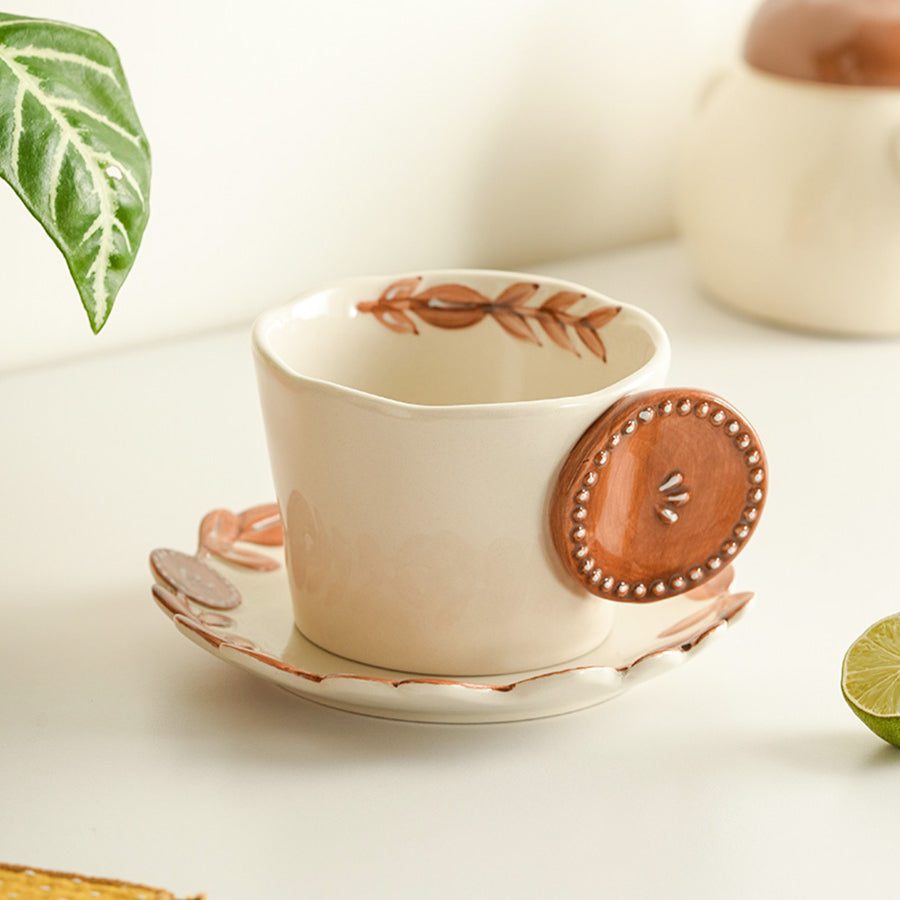 Delicate Ceramic Coffee Mugs and Plates