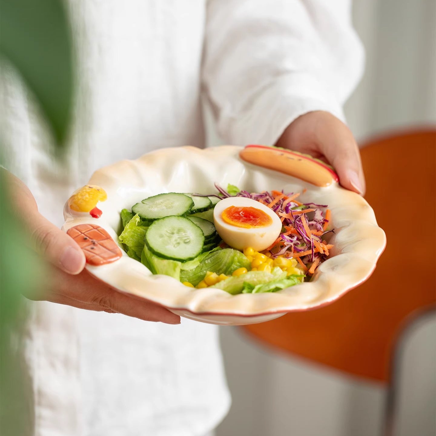 Adorable Ceramic Underglazed Breakfast Plates