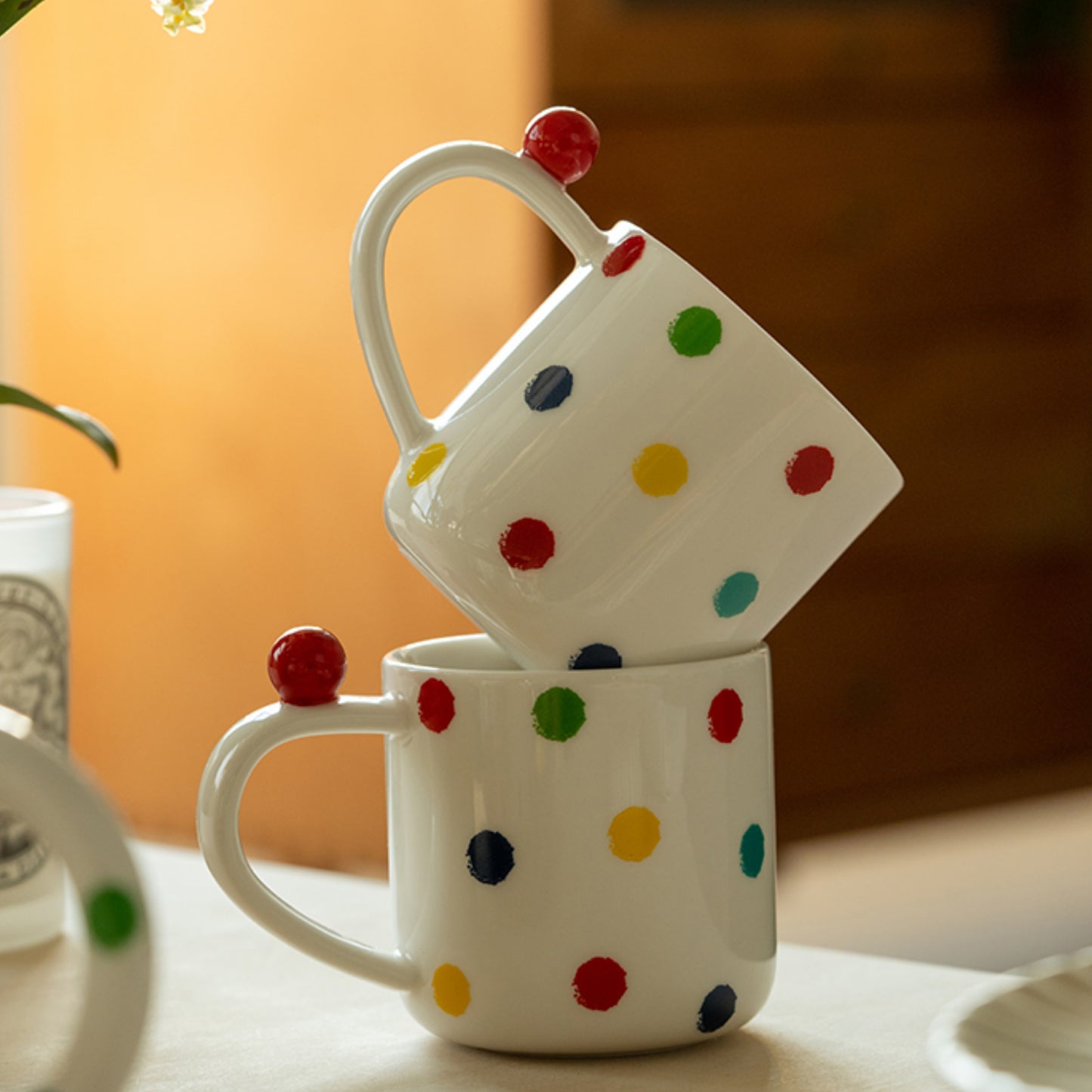 French Ceramic Pots Teapot and Teacups Set