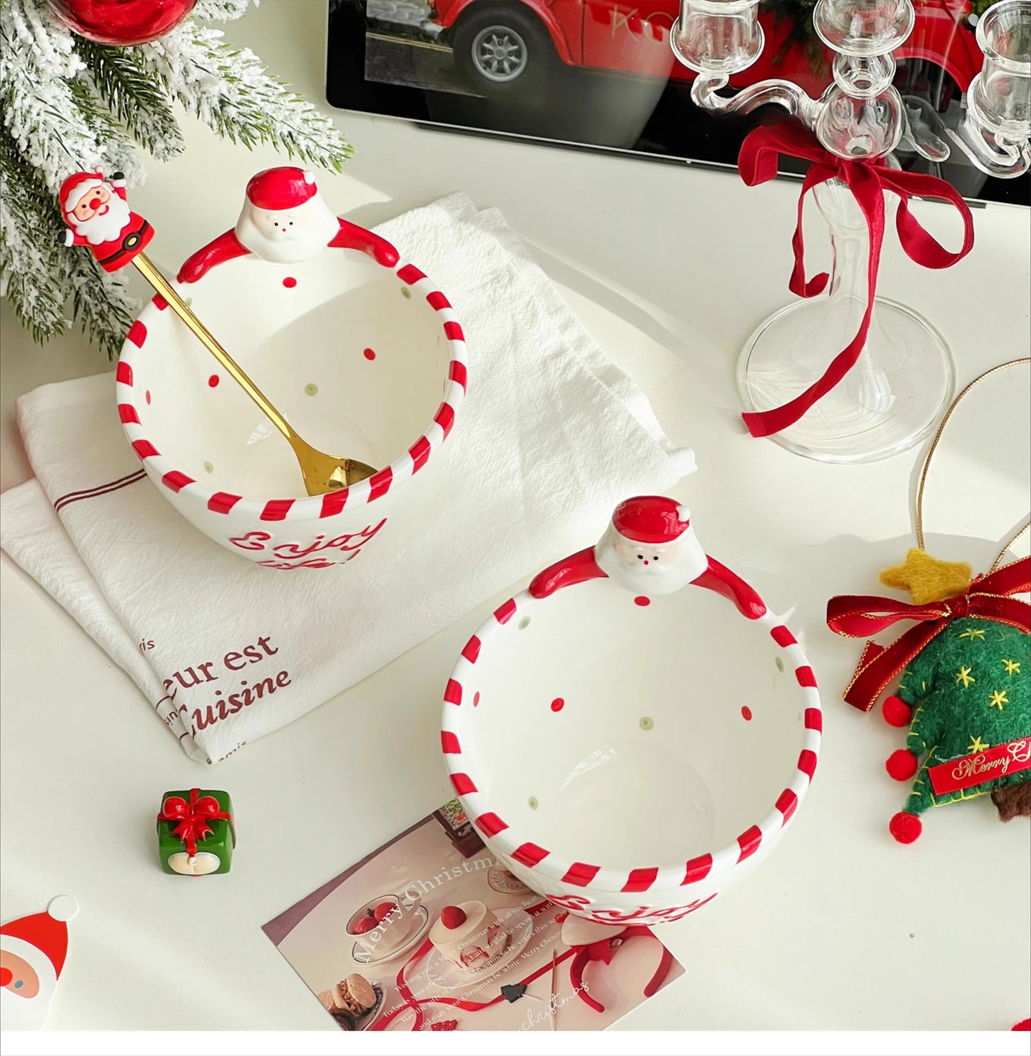 Santa Claus Ceramic Bowl - Underglaze Color Tableware