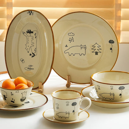 New Arrival Pretty Ceramic Plates Bowls Set