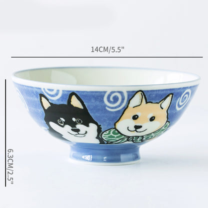 Japan Made Prosperity Animals Ceramic Rice Bowls