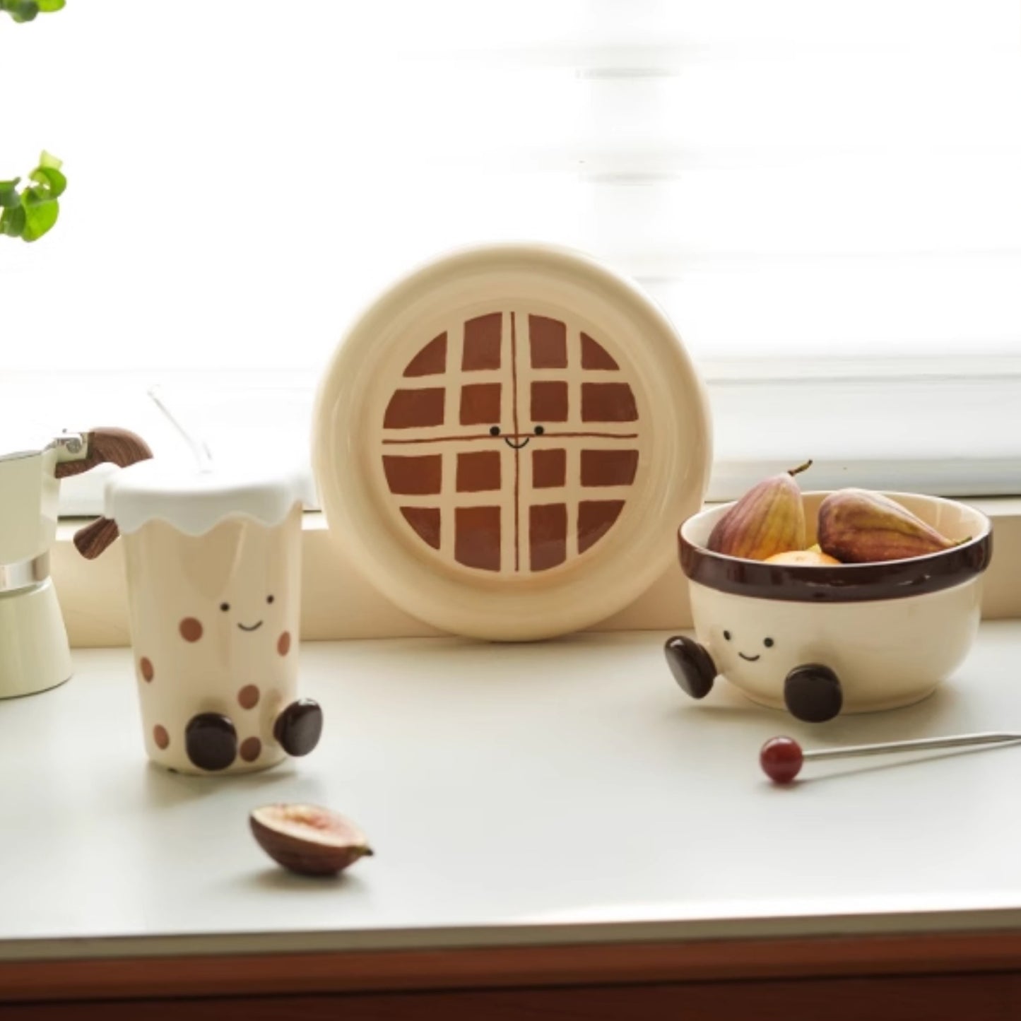 Cute Underglazed Ceramic Cup Bowl Plate