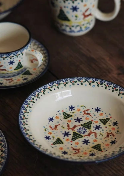 Vintage Christmas Gift Ceramic Coffee Mug Plate