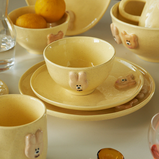 Adorable Yellow Ceramic Bowls Plates Mugs