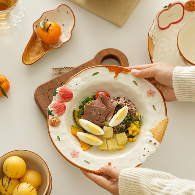 2025 New Arrival Adorable Underglazed Noodle Bowl Plate Set