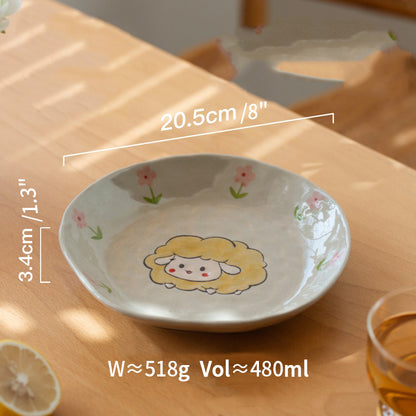 Cute Animal-themed Ceramic Underglazed Breakfast Plates