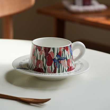 Exquisite Floral Ceramic Coffee Mug Set