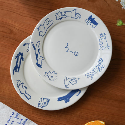 Cat / Dog-Themed Cute Ceramic Fruit Dessert Plate