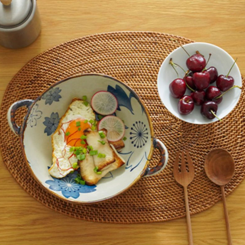 Delicate Japanese Style Ceramic Double-handled Soup Bowl