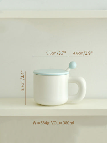 Cute Ceramic Mug with Lids and Spoon for Girls - PeauleyHome