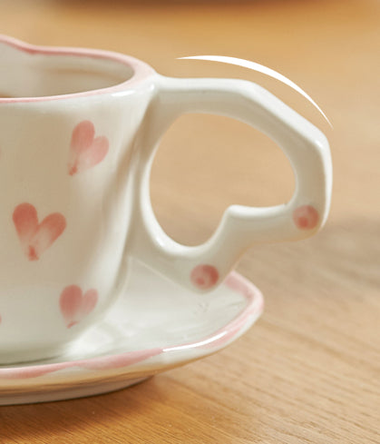 Heart-shaped Coffee Mugs Saucer Set (mug+saucer) - PeauleyHome