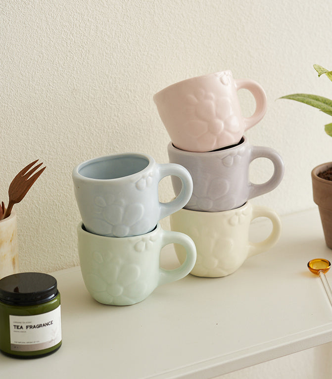 Embossed Floral Mugs for Home and Office - PeauleyHome