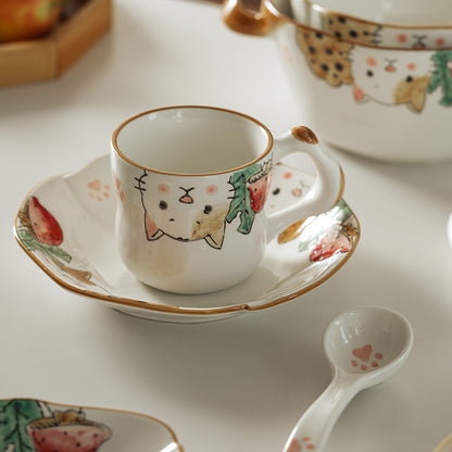 Underglazed Cat-themed Bowls Mugs Set