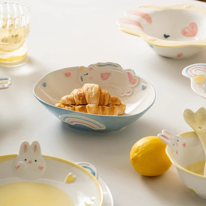 Adorable Rabbit Unicorn Ceramic Plates for Fruit or Food - PeauleyHome