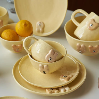 Adorable Yellow Ceramic Bowls Plates Mugs