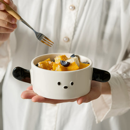 Cute Ceramic Plates Bowls with double Handles