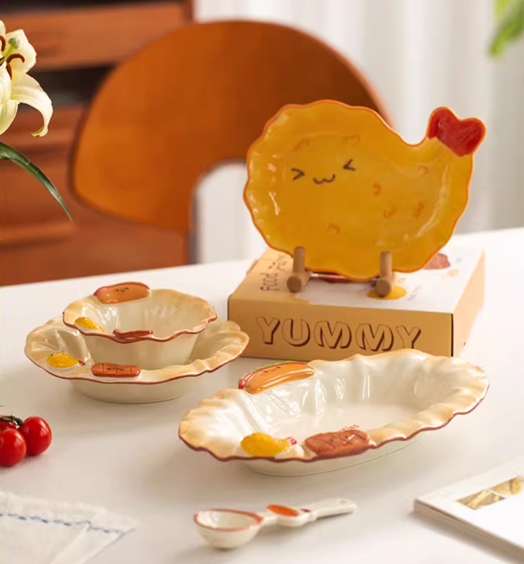 Adorable Ceramic Underglazed Breakfast Plates