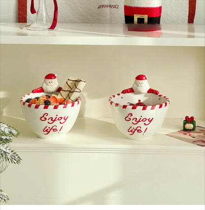 Santa Claus Ceramic Bowl - Underglaze Color Tableware
