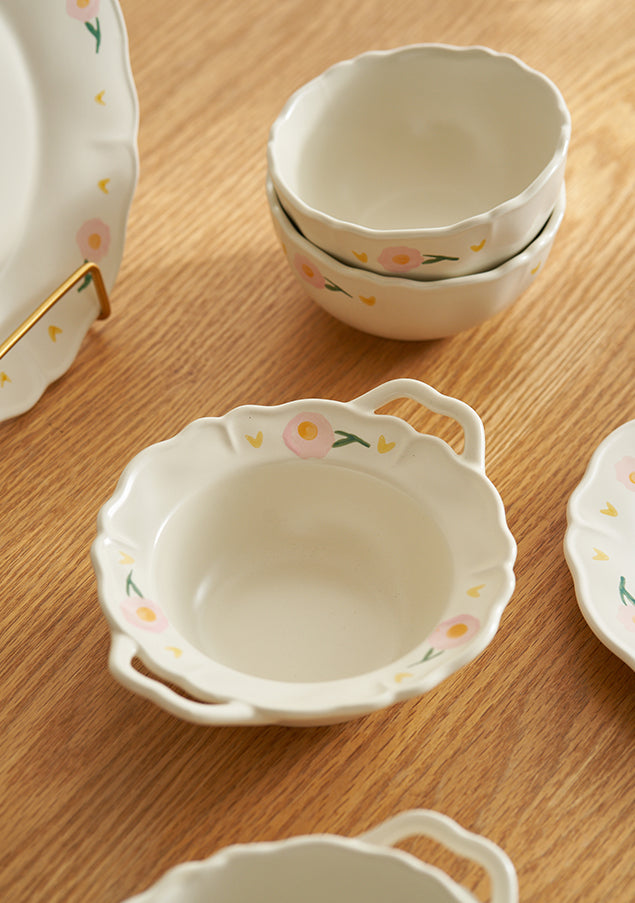 Nordic Style Floral Ceramic Plates Bowls - PeauleyHome