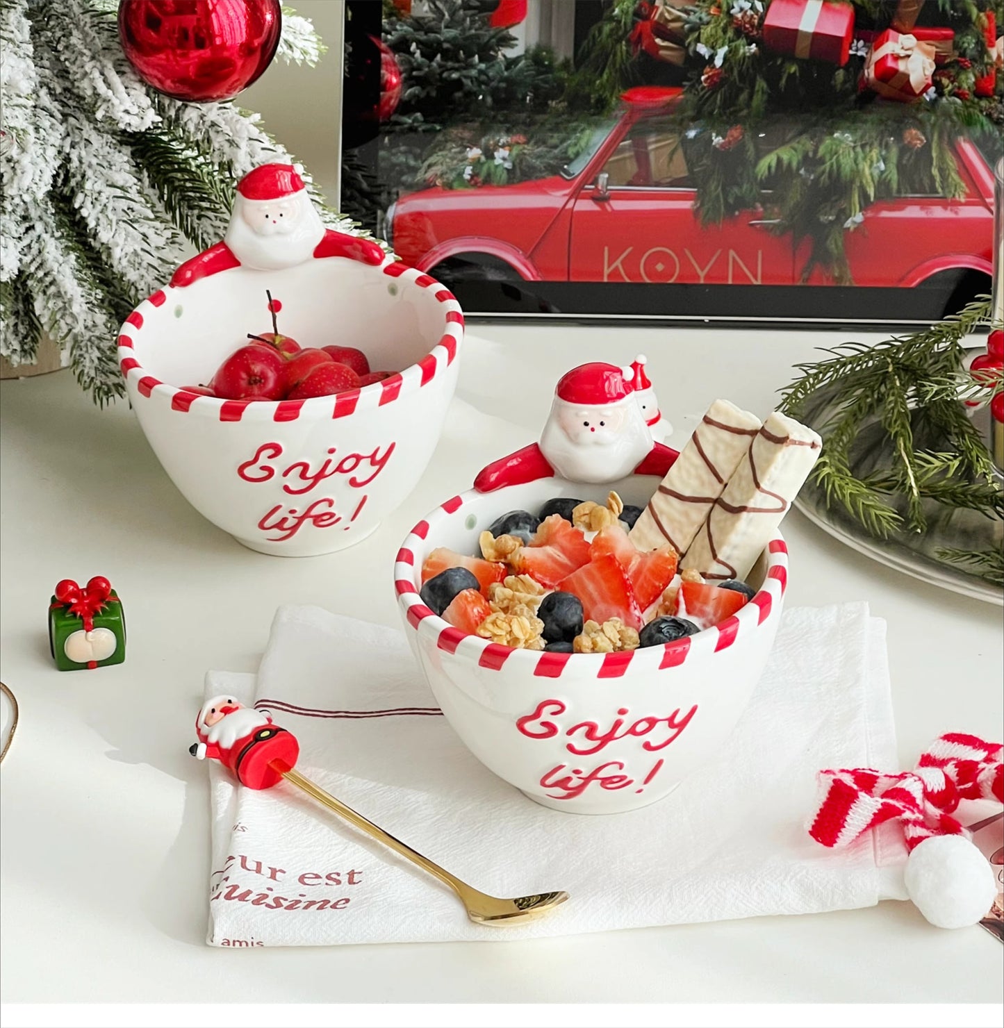 Santa Claus Ceramic Bowl - Underglaze Color Tableware