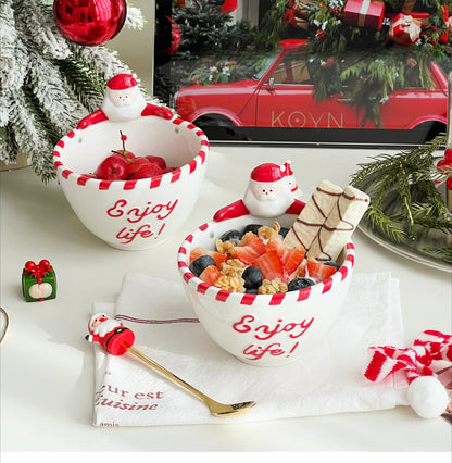 Santa Claus Ceramic Bowl - Underglaze Color Tableware