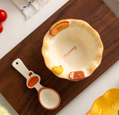 Adorable Ceramic Underglazed Breakfast Plates