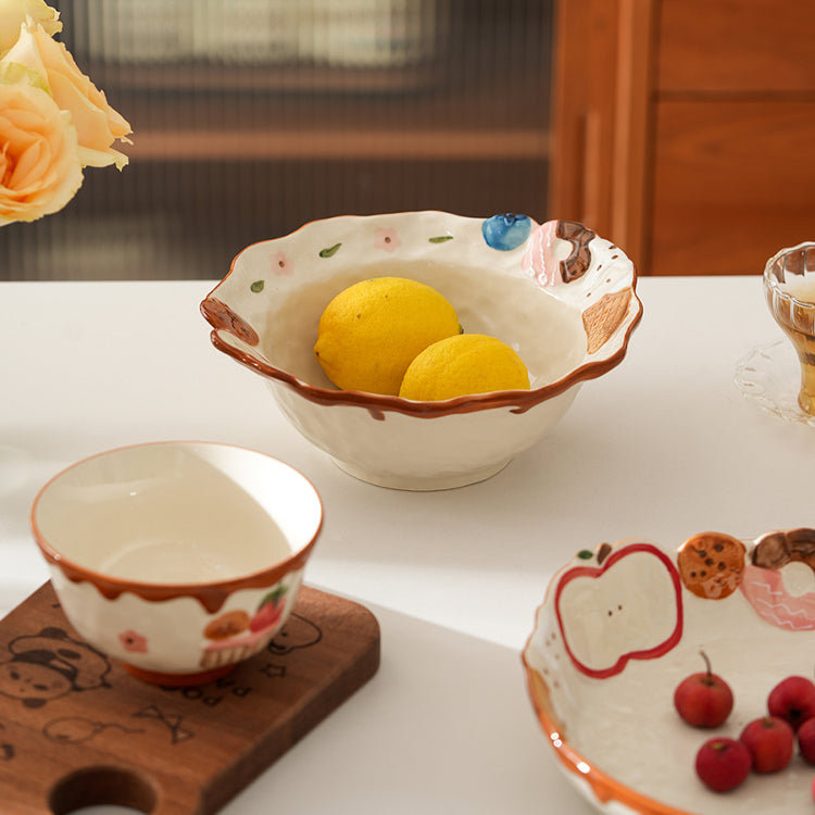 2025 New Arrival Adorable Underglazed Noodle Bowl Plate Set