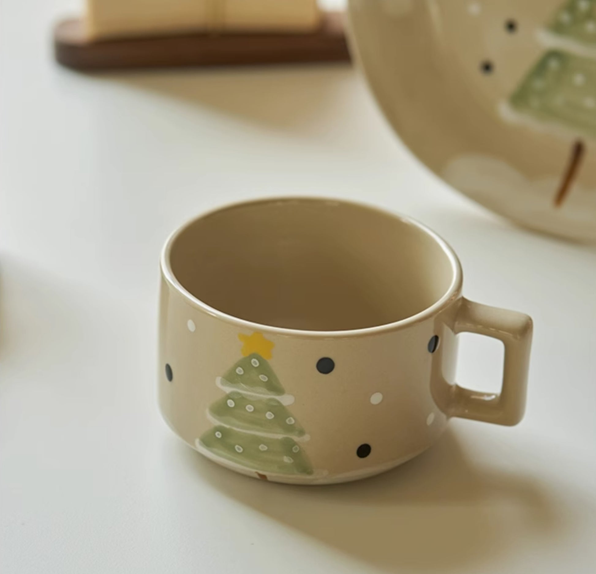 Christmas Tree Hand-painted Ceramic Mugs Plates Set - PeauleyHome