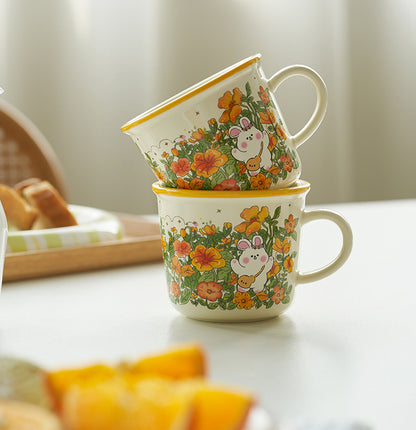 Original Floral Large Ceramic Mugs for Girls - PeauleyHome