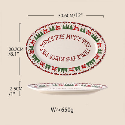 Christmas Series French Style Ceramic Plates Bowls Mugs Set