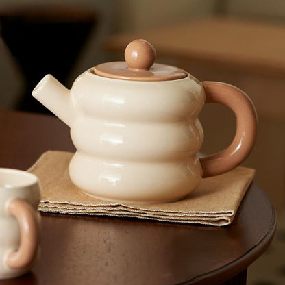 Adorable Ceramic Creamy Style Teapot Mug Set of 6