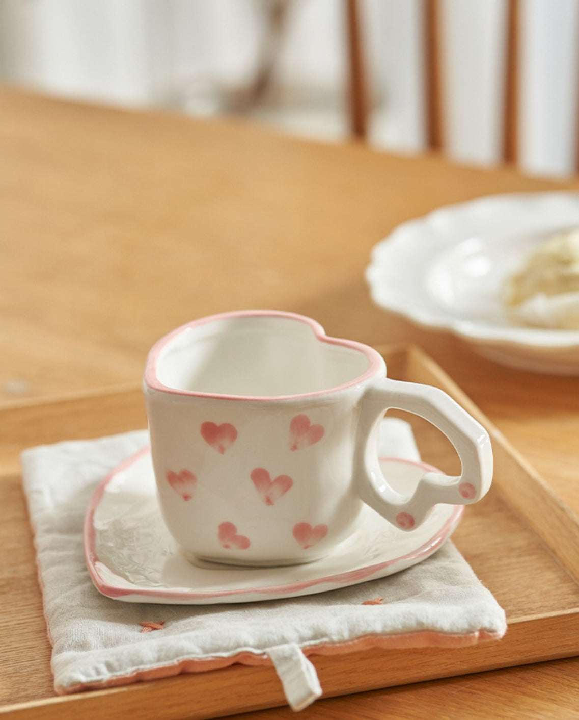 Heart-shaped Coffee Mugs Saucer Set (mug+saucer) - PeauleyHome