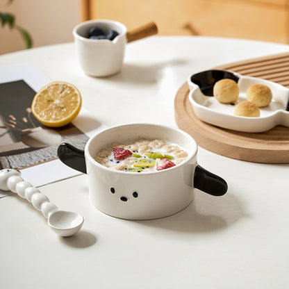 Cute Ceramic Plates Bowls with double Handles