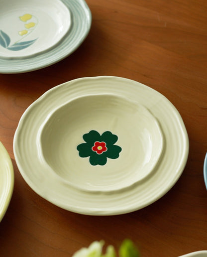 8 inches Floral Ceramic Dessert Plates - PeauleyHome