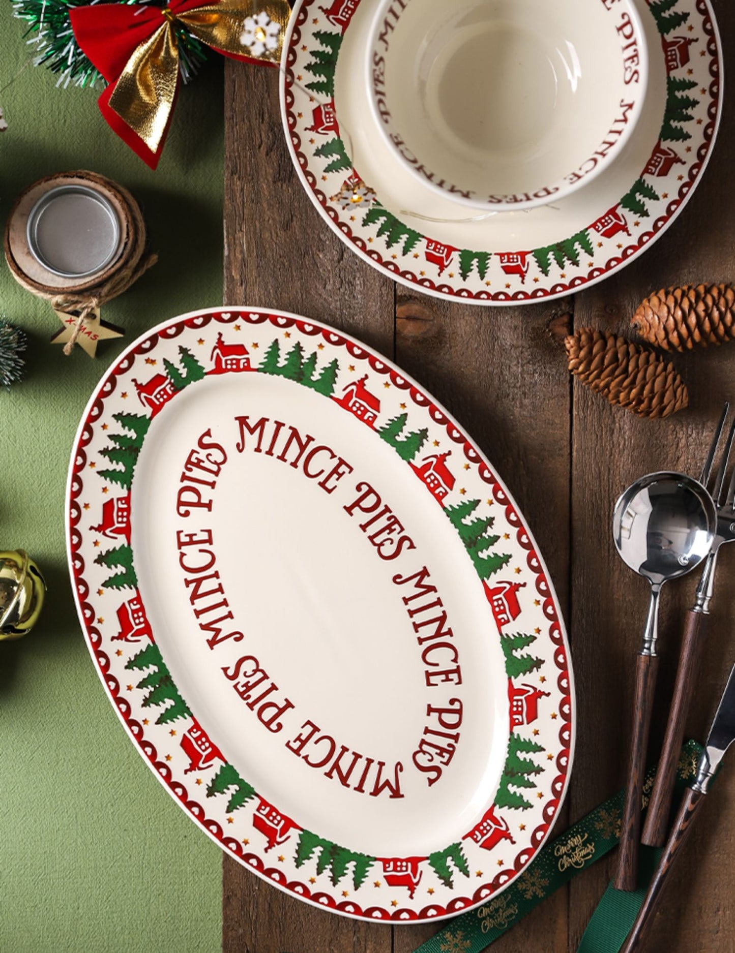 Christmas Series French Style Ceramic Plates Bowls Mugs Set