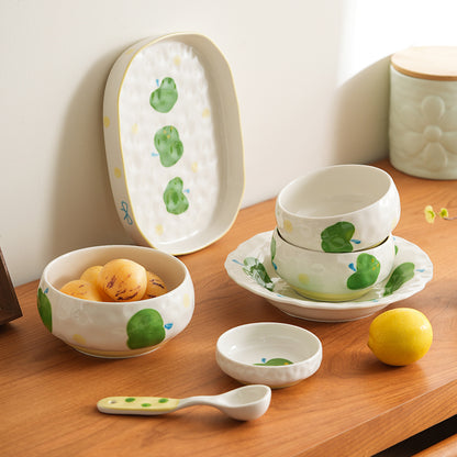 Underglazed Pretty Ceramic Bowls Plates Saucer Set