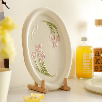 Beautiful Tulips-themed Ceramic Ceremonial Breakfast Plates