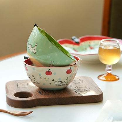 Adorable Underglazed Handpainted Ceramic Bowls Plates