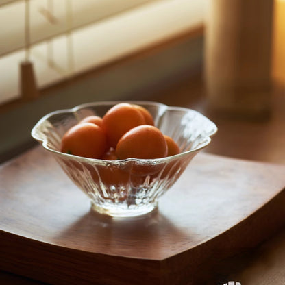 Delicate Petal Glass Bowl & Spoon